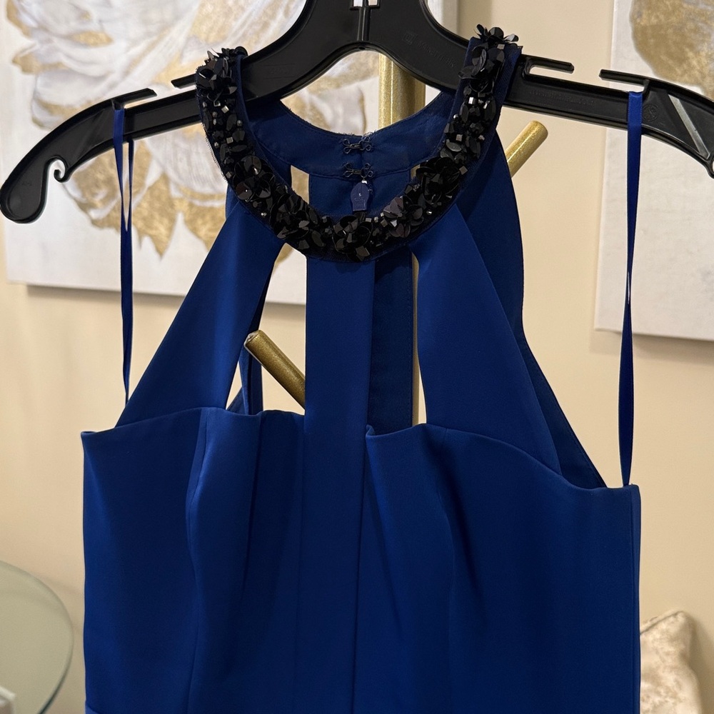 BCBGmaxazria |  Leonara Beaded Halter Sheer Hem Gown sequins - Picture 13 of 17